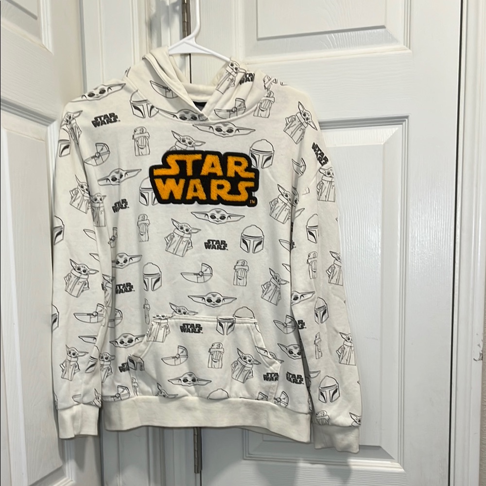 Star Wars White Pullover Sweater with Sketch Pattern